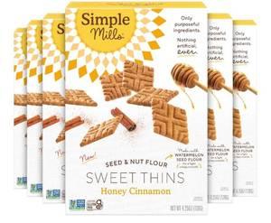 lot 557 image: Simple Mills Sweet Thins Cookies, Nut & Seed Flour, Honey & Cinnamon, Gluten Free, Paleo Friendly, Healthy Snacks, 4.25 oz Pack of 6 best by 03082026