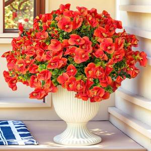lot 559 image: Outdoor Decor Artificial Fake Flowers Plants 12 PCS Pansy (Tangerine)