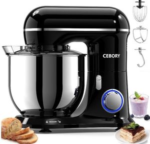 lot 562 image: CEBORY 3-IN-1 Stand Mixer, 6.5 QT Tilt-Head 10-Speed Food Mixer, Kitchen Electric Mixer with Dough Hook, Beater, Whisk, Bowl for Most Home Cooks - Retail $99