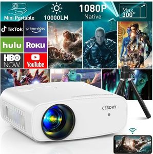lot 566 image: Electric Focus 5G WiFi Bluetooth Video Projector, Full HD 1080P Outdoor Movie Projector (Projector Screen and Tripod Included), Portable Projector Compatible With HDMI USB AV Smartphone TV Stick WORKS - Retail $80