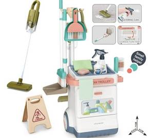 lot 568 image: Kids Cleaning Set for Toddlers, Detachable 20 Pcs Pretend Play Set, Educational Toddler Cleaning Carts Includes Real Working Vacuum Cleaner, Broom, Spray Bottle and More 3 Mundo Toys DAMAGED ON A COUPLE PIECES