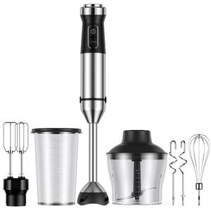 lot 575 image: 6-in-1 Immersion Blender, 1000W Hand Blender with 20 Speeds, Scratch-Resistant Stick Mixer with Whisk, Chopper, Beaker, Egg Beaters &amp Dough Hooks&nbsp Heavy Duty Hand Mixer WORKS