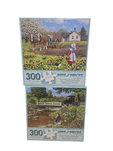lot 578 image: Bits and Pieces 300 Piece Country Scene Puzzle Set of 2