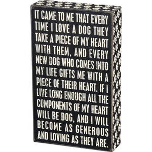 lot 9031 image: Primitives by Kathy Paw Print Trimmed Box Sign  6-Inch by 10-Inch Loving Dog