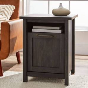 lot 16573 image: Better Homes & Gardens Modern Farmhouse USB Side Table  Black Finish - Retail $108