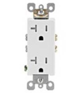 lot 16589 image: Leviton T5825-W Decora Duplex Tamper Receptacle Outlet  125V  20A  White