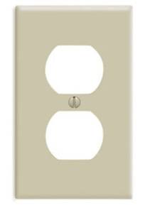 lot 16606 image: Leviton M01-86003-IMP M25-86003-Imp 1-Duplex Receptacle Standard Size Wall Plate  1 Gang  4-12 in L X 2-34 in W 0.22 in T  Ivory