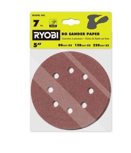 lot 16618 image: 7-Piece 5 in. Random Orbit Sand Paper Assortment Set - 80, 120, and 220 Grit