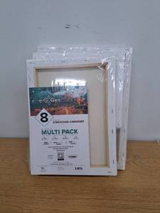 lot 31763 image: GenCrafts Assorted Stretched Canvas (8 Pack), Rectangular for Acrylic, Oil, Other Wet or Dry Medium - Artist Grade