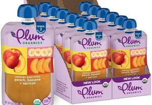 lot 31775 image: Best By February 5th 2026 Plum Organics - Organic Baby Food - Peach, Banana &amp Apricot - Non-GMO - Fruit &amp Veggie Blends On-The-Go Pouches for Baby & Toddler Meals - Quality Tested Ingredients - 4 oz (Pack Of 12)