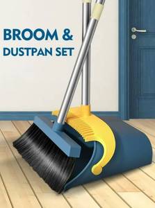 lot 31806 image: BIMZUC Upgrade Broom and Dustpan Set for Home,Self-Cleaning with Dustpan Teeth,51.2in,Stand up,Blue