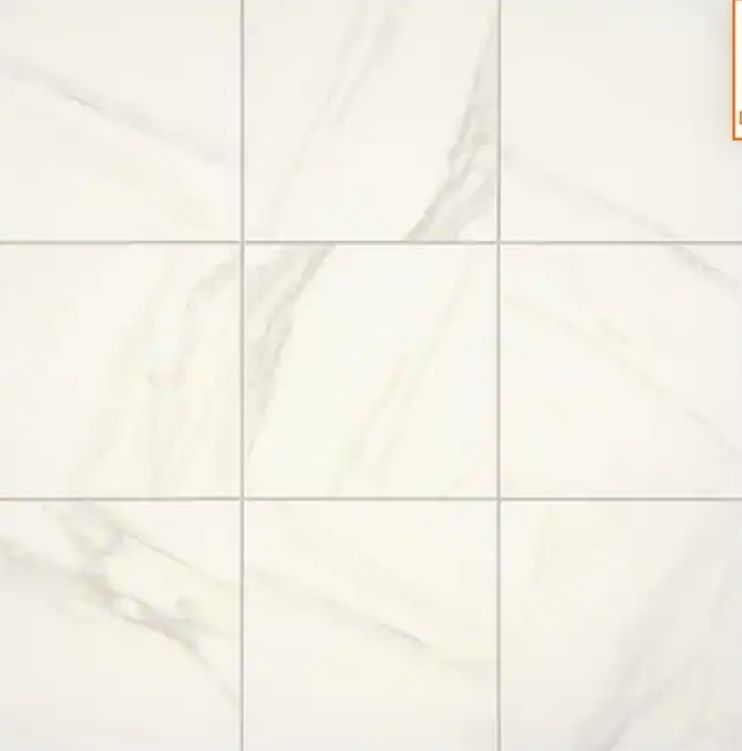 lot 30146 image: Bianco Calacatta 12 in. x 12 in. Glazed Porcelain Floor and Wall Tile (14.55 sq. ft.  Case)