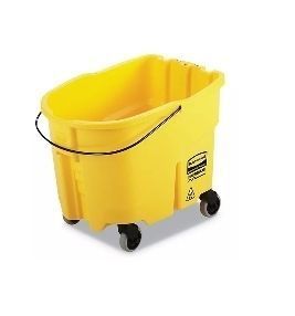lot 30196 image: Rubbermaid 35 qt. WaveBrake 2.0 Mop Bucket, Yellow, Plastic, Floor Finishing - Retail $100