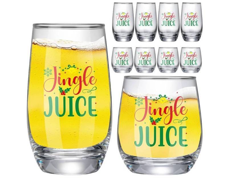 lot 1355 image: Jingle Juice Christmas Glassware Set - 5 Pieces