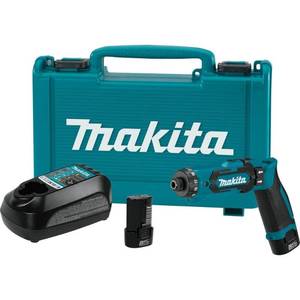 lot 596 image: Makita 7.2V Lithium Ion Cordless 650 RPM Auto Stop Clutch 0.25  Drill Driver Kit WORKS - Retail $178