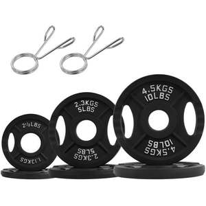 lot 2092 image: BalanceFrom Classic Cast Iron Weight Plates for Strength Training  2-Inch  35-Pound  Set