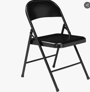 lot 2115 image: Black Metal Stackable Folding Chair (Set of 4) - Retail $112