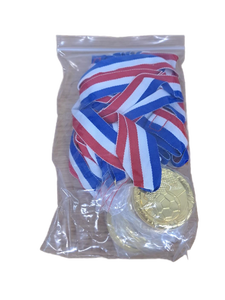 lot 7069 image: Abaokar 12 Pieces Gold Party Favor Medals for Children, Soccer, 2 Inches