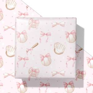 lot 7071 image: Baseball Wrapping Paper for Kids -28x40 Inches, 4 Sheets 2 Pack