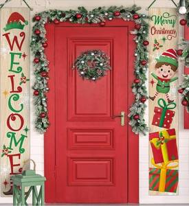 lot 9060 image: Merry Christmas Elf Porch Banner Sign