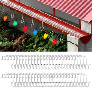 lot 9076 image: 50 Pcs Gutter Guards Christmas Light Hooks, Rust-Proof Light Clips for Outside String Lights for Gutters with Mesh Leaf