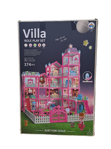 lot 31833 image: Great Fortune Pink Villa Dollhouse Role Play Set 374 Pieces