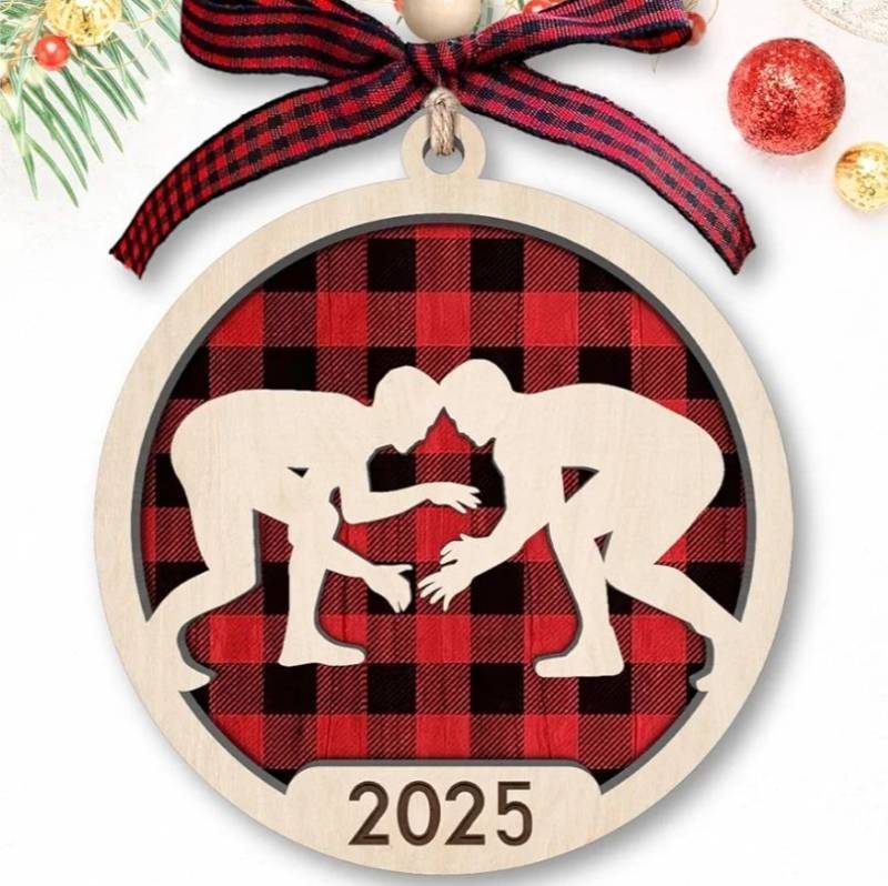 lot 31144 image: Wrestling Christmas Ornament - Wrestling Ornaments, Wrestler Ornaments for Christmas Tree - Sports Gifts for Men, Boys, Lovers, Wrestlers - Wrestlers Gifts - Wood Ornament 2025 2 Pack