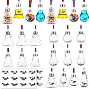 lot 615 image: 24 Pcs Christmas Booze Balls Christmas Fillable Booze Assort Style Tree Ornaments with Buffalo Plaid Ribbon Stickers Clear Plastic Xmas Pendant Ball for Xmas Party (Silver)&nbsp