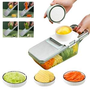 lot 622 image: ANAM Mandoline Slicer &amp Vegetable Cutter 6-in-1 Manual Food Chopper with Container Stainless Steel Blades for Onions, Fruits &amp Vegetables BPA-Free, Dishwasher Safe, Non-Slip Base, Easy Meal Prep&nbsp
