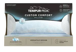 lot 651 image: Tempur-Pedic Custom Comfort Bed Pillow and Cooling, Adjustable Support, StandardQueen, Adult - Retail $49