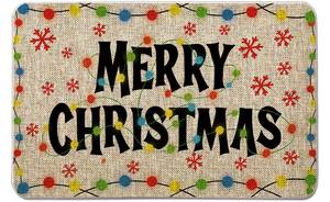 lot 670 image: QIONG MENG Merry Christmas Door Mat Outdoor Rug Decorative Doormats Farmhouse Home Kitchen Entrance Rug Floor Front Door Mats 17 x 27 Inch&nbsp