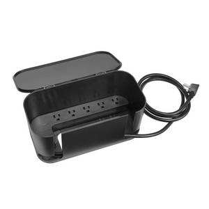 lot 2130 image: Globe Electric Cord Management Box Black Cable Organizer & Cord Hider, 5 H x 10.94 D x 5.77 W