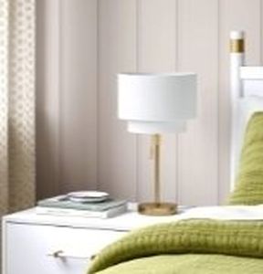 lot 2134 image: Double Shade Knurled Collection Table Lamp Gold - Threshold - Retail $63