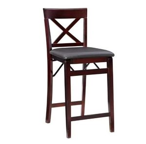 lot 2160 image: Riverbay Furniture Transitional WoodFaux Leather Counter Stool in Merlot - Retail $86