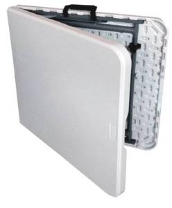 lot 2162 image: 4 Peakform Adjustable Height Folding Table Off White