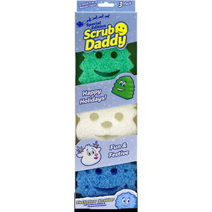 lot 2180 image: Pack of 10, Scrub Daddy Holiday - Winter Shapes - 3 ct. Non Scratch Scrubbers  Odor Resistant  Temperature Controlled  Soft in Warm Water  Firm in Cold  Dishwasher Safe