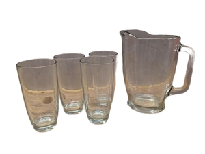 lot 2191 image: Pitcher and 4 glass cups&nbsp