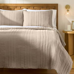 lot 2192 image: Better Homes &amp Gardens Tan Linen Blend Quilt  King&nbsp