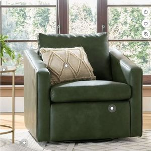 Better Homes & Gardens Steele Swivel Accent Chair, Olive Faux Leather - Retail: $286