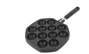 lot 2208 image: 12-Mold Takoyaki Pan Compact Aluminum Alloy NonStick Grill Skillet for Octopus Balls & Japanese Style Omelet