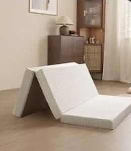 lot 2234 image: MLILY Tri-Fold Memory Foam Mattress, 6 inch Twin Folding Topper with Collapsible and Washable Cover, Travel and Guest Mat, 73 x 24 x 4, Grey - Retail $50