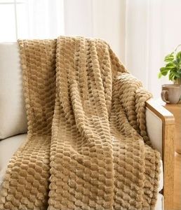 lot 2237 image: Better Homes &amp Gardens Textured Velvet Plush Oversized Throw Blanket in Dark Caramel&nbsp
