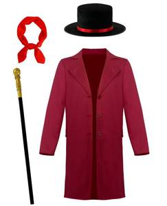 lot 7108 image: Boys Classic Comedy Cosplay 4 Pcs Set for Halloween 3-4T Red