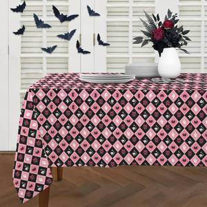 lot 9089 image: Virtumob Halloween Tablecloth 60�102 Inch Rectangular, BlackPink Checkered Cute Pumpkin Ghost Skull Spider Web Table Cover Party Ginham Decorations for Rectangle Tables&nbsp