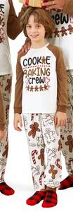lot 9099 image: PATPAT Family Christmas Pajamas Matching Sets Gingerbread PJs for Family Cookie Baking Crew Holiday Sleepwear, Khaki Letter Print Xmas Pajama Sets for Baby, Kids, Adults, Couples with Socks SINGLE, SIZE 9-10 YEARS