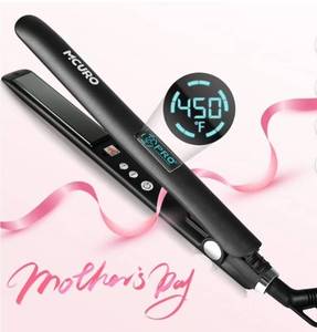 lot 16655 image: PACK OF 6-MCURO 1 inch Hair Straightener, Flat Iron for Hair Infused with Keratin, Dual Voltage Flat Iron, Hair Styling Tools, Black - Retail $80