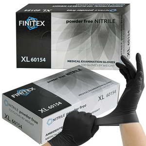 lot 31862 image: FINITEX Black Nitrile Gloves Disposable  Food Safe Gloves for Cooking  Food Prep  Powder-free  Latex-free  Textured Grip  3.2 Mil  Pack of 100  XL 3 Pack