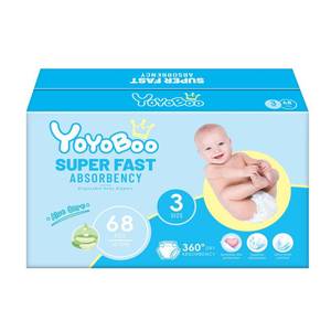 lot 31903 image: YOYOBOO Disposable Baby Diapers, Hypoallergenic, Superior Absorbency & Lightweight Design, Enhanced Leakage Protection, Size 3, 68 Count