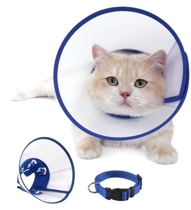 lot 23702 image: 5 Packs of Cat Cone Recovery Collar, Adjustable Elizabethan Collar for Cats to Stop Licking After Surgery, Soft Comfortable Pet Cone for Neck Girth 7.5-9.0