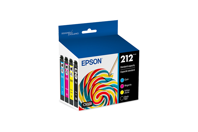 lot 23777 image: Epson 212 Black CMY 4pk Ink Cartridges - Black Cyan Magenta Yellow (T212120-BCS) Standard Yield for Epson Printers - Retail $77